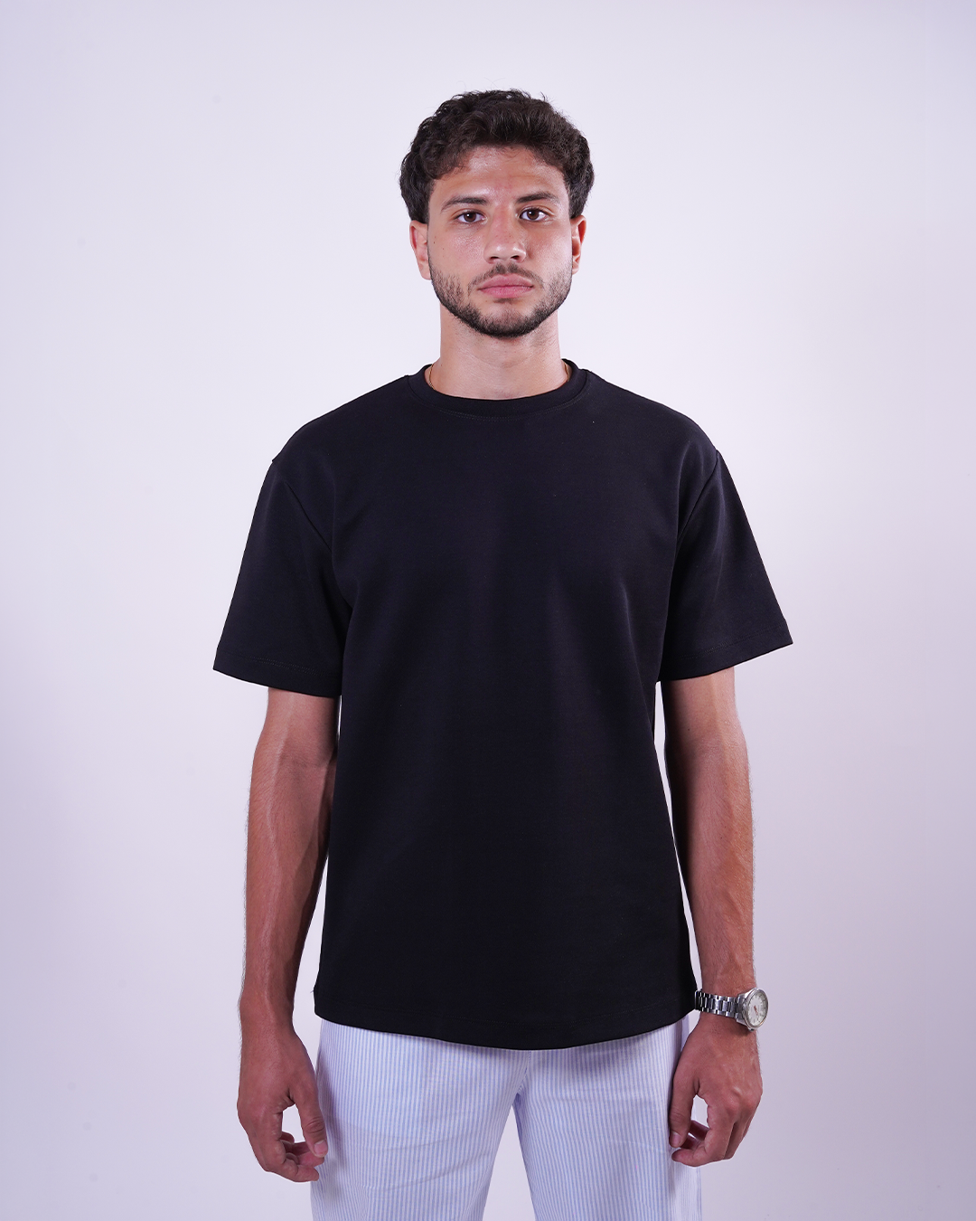 Black Basic Medium-Weight T-Shirt - Men
