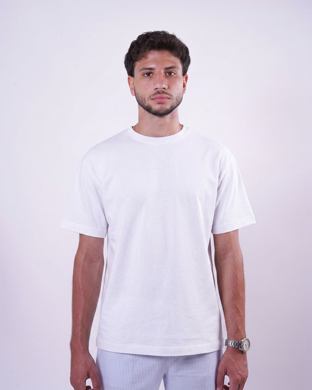 White Basic Medium-Weight T-Shirt - Men